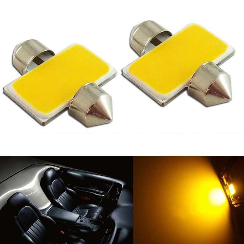 Amber Yellow 31mm COB LED Festoon Bulbs High Power Car Dome Light