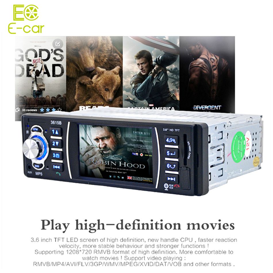 Car Video Player Radio Player 3.6 Inch TFT Screen Remote Control Rear