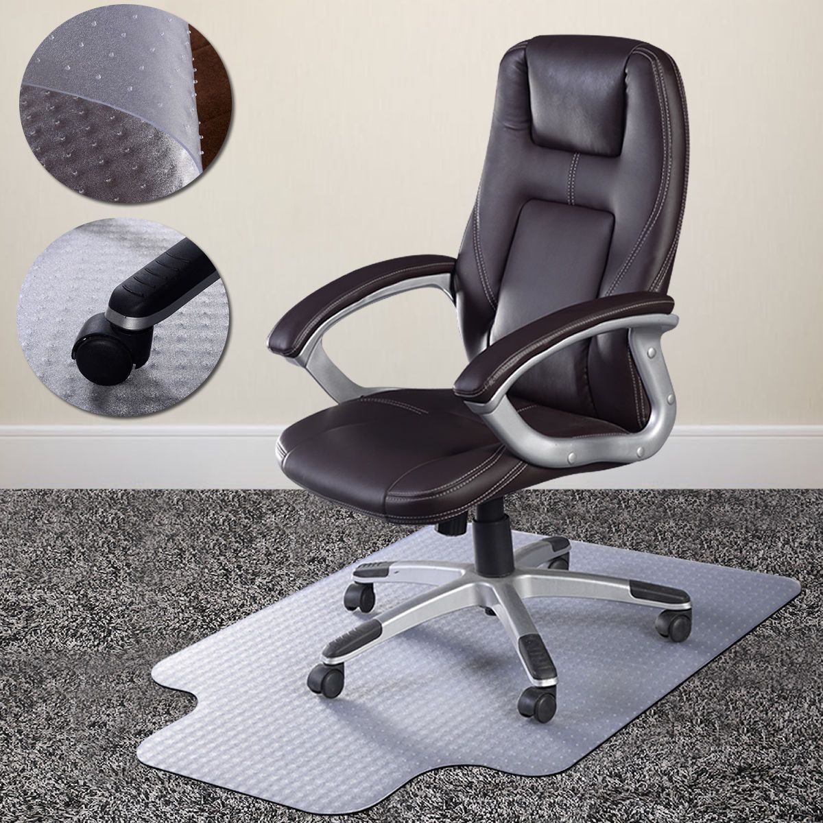 Pvc Home Office Chair Floor Mat Studded Back With Lip For Standard Pile Carpet