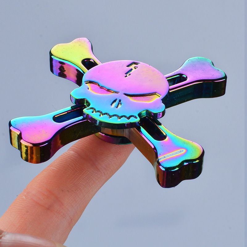 Rainbow Skeleton Hand Spinner Skull Head Aluminium Alloy Metal