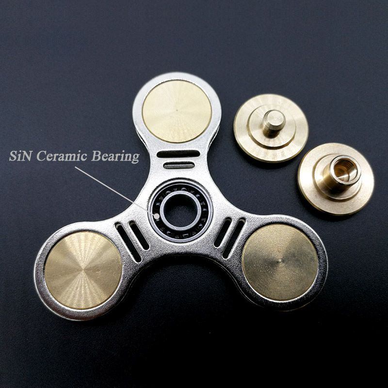 High End Brass Tri Spinner Fidget Spinner Brass SUS EDC Anti Stress 3min Spinning Metal Spinners