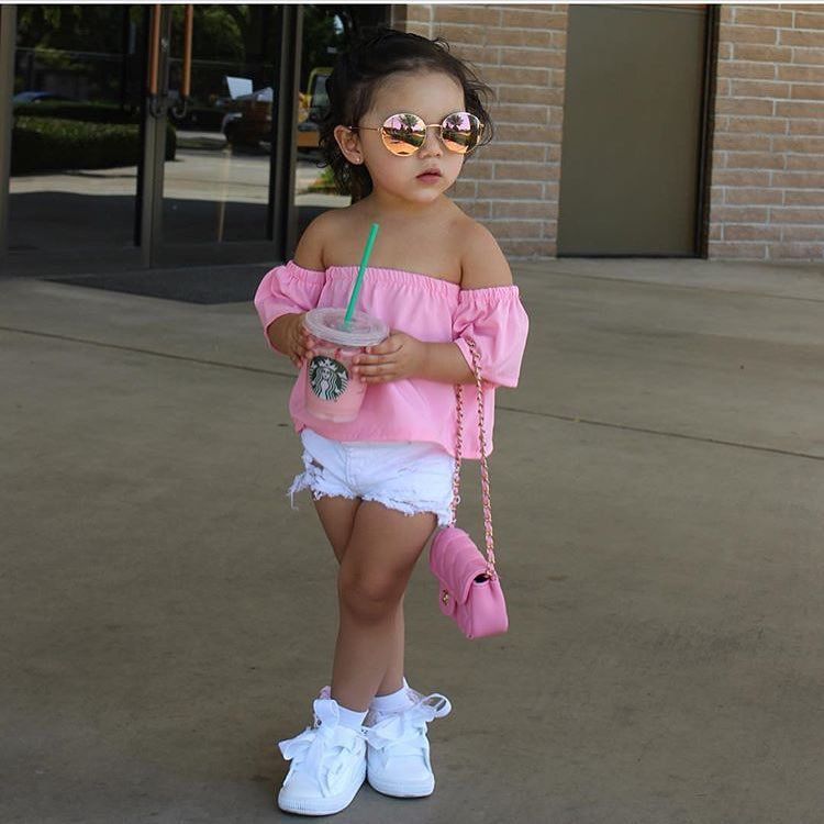 1 6 Years Old Kids Baby Girl Summer Sweet Pink Off Shoulder Falbala ...