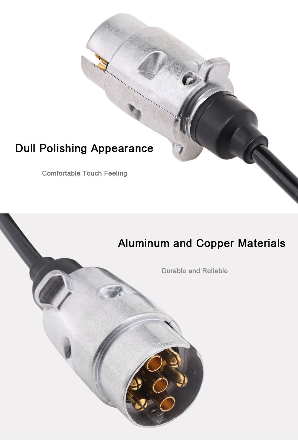 T23490 7 Pin Trailer Wiring Connector N Type Aluminum Plug 150CM Spring