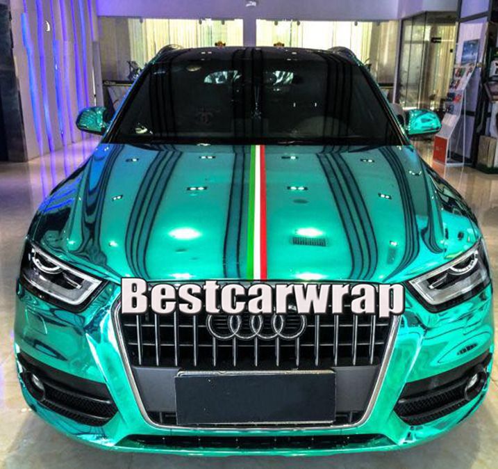 Green Chrome Mirror Vinyl Wrap Film Sticker Decal Bubble Free Air Release Custom