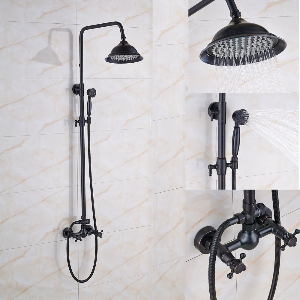 2018 Oil Rubbed Bronze Shower Faucet Set 8 Rainfall Head With 2018 Oil Rubbed Bronze Shower Faucet Set 8 Rainfall Head With Hand Sprayer Mixer Tap Wall Mount From Rozinsanitary1 150 76 Dhgate Com