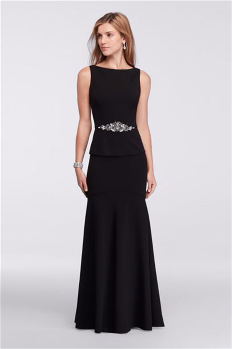 long black peplum dress