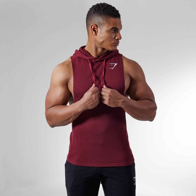 2017 Gymshark Tank Top Men Plain Gym Bodybuilding Stringer Hoodie Top ...