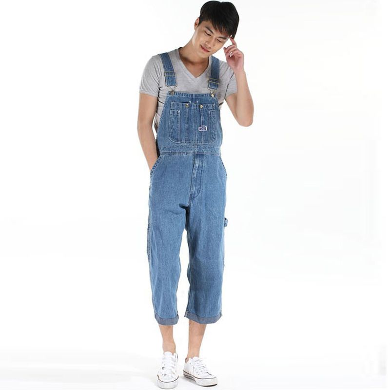 2018 wholesale mens loose plus size overalls male pocket huge large plus size overalls shorts