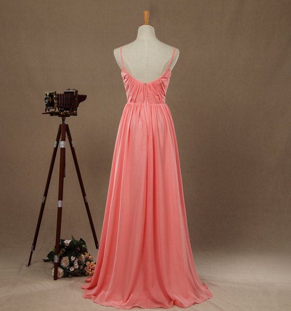 salmon pink bridesmaid dresses