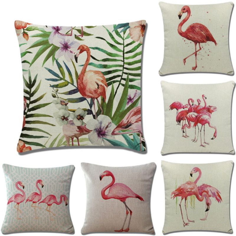 Flamingo Pillow Case Square Linen Pillowcases Home Decor Gift Simple Decorated Pillow Cases Flamingo Pillow Case Square Linen Pillowcases Home Decor Gift Simple Decorated Pillow Cases