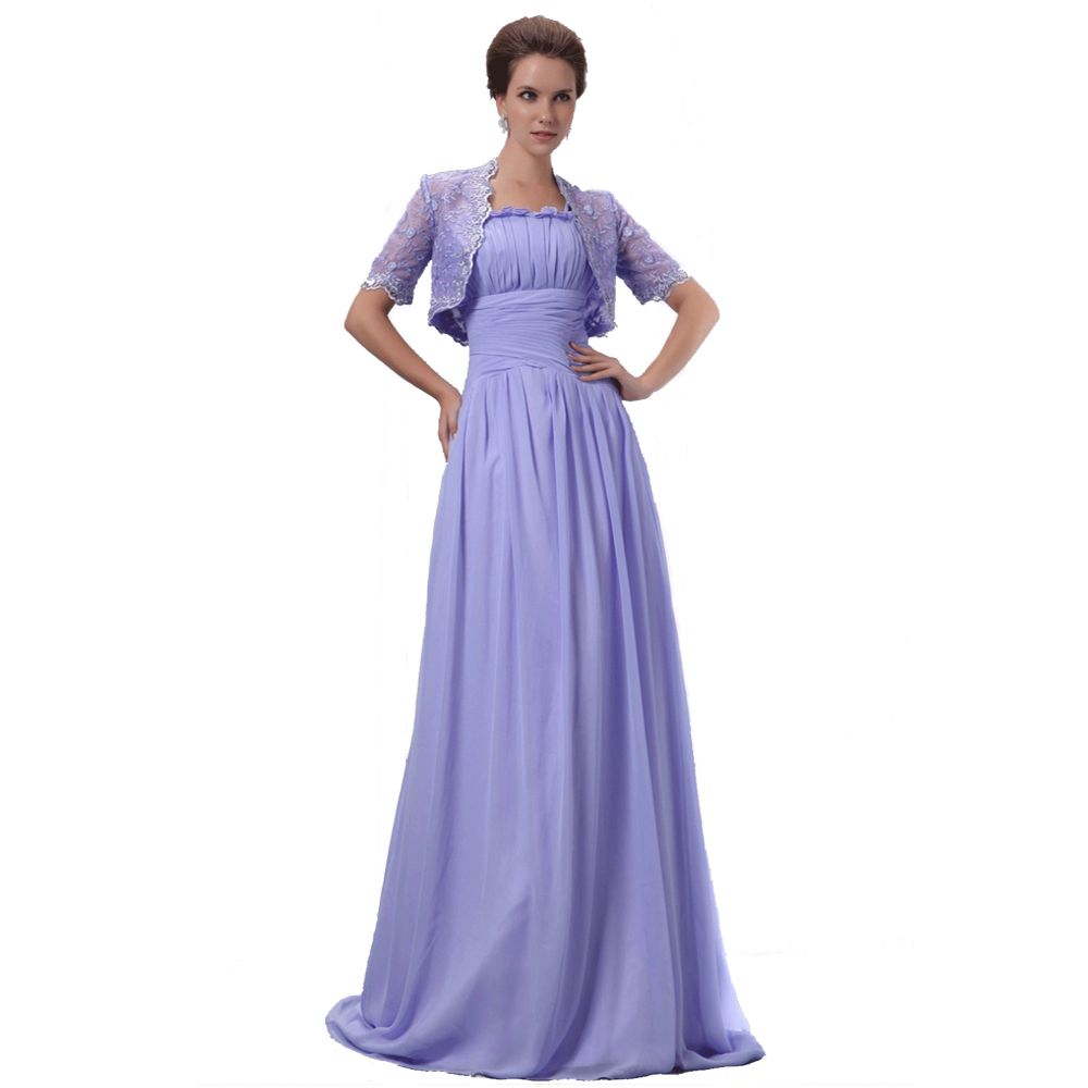 Lavender Chiffon Dress with Sleeves