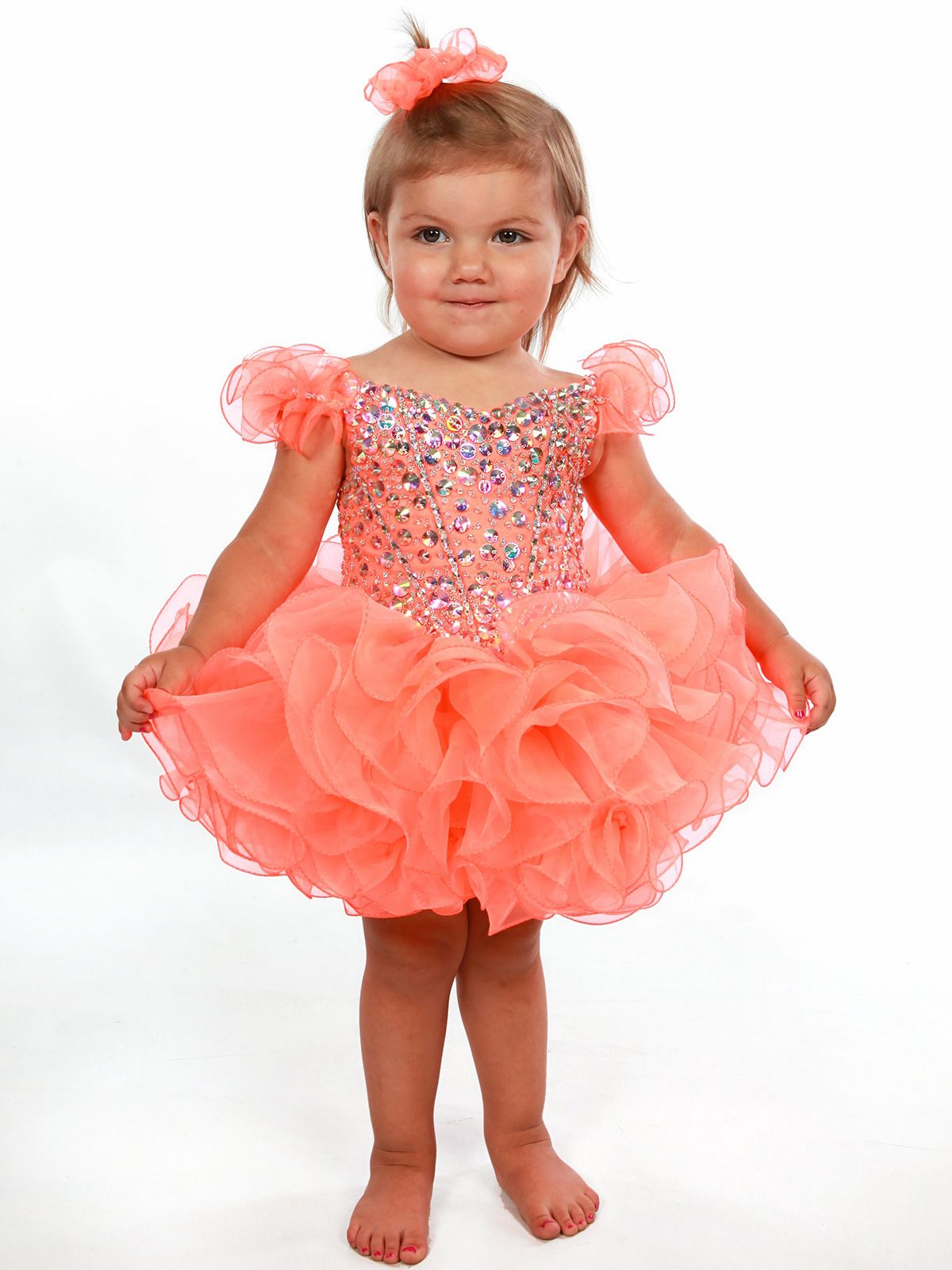 Toddler Glitz Pageant Dresses 2017 With Ruffled Sleeves
