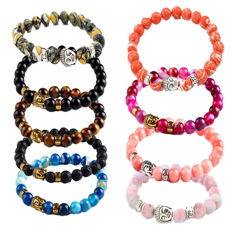 Healing Energy Stone Bracelet Ancient Silver Buddha Nature Stone 24