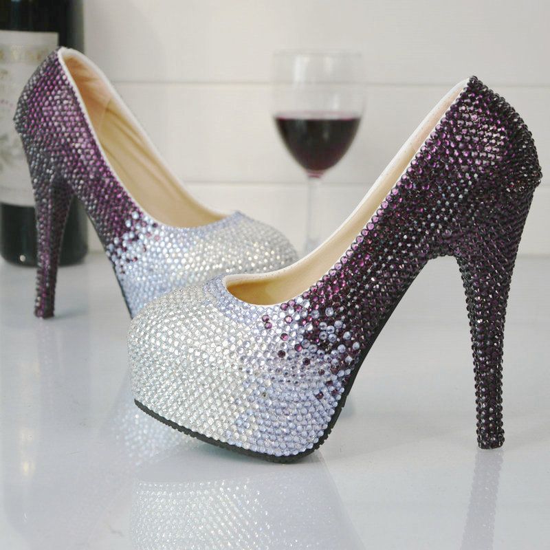purple and silver heels