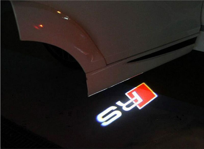 LED Door Warning Light With For RS Logo Projector For Audi A6 C5 A4 B6