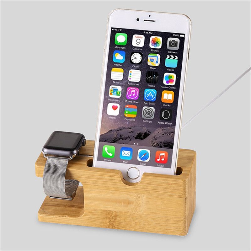 2019 Cell Phone Charger Dock With Watch Bamboo Holder Desk Wood Cell Phone Charger Dock With Watch Bamboo Jpg