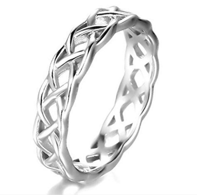 925 Sterling Silver Celtic Knot Eternity Band Ring Engagement