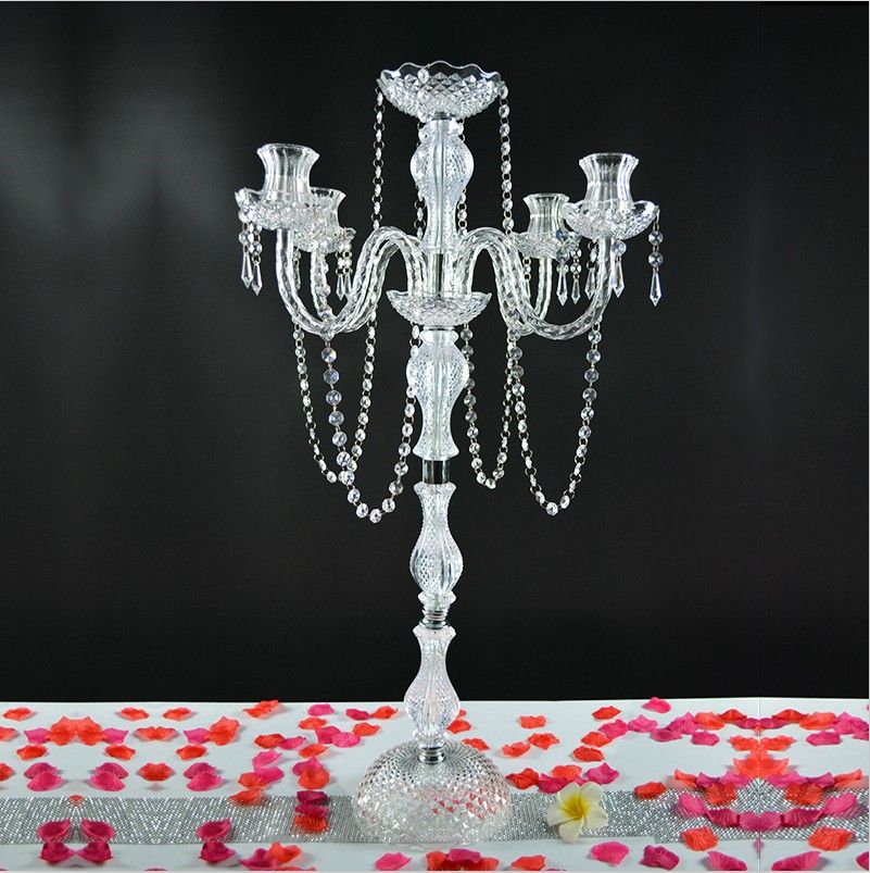 35 4 Tall 5 Arms Acrylic Crystal Candelabra Centerpiece Candle 35 4 Tall 5 Arms Acrylic Crystal Candelabra Centerpiece Candle Holder Wedding Event Table Decor Candlestick Flower Stand Votive