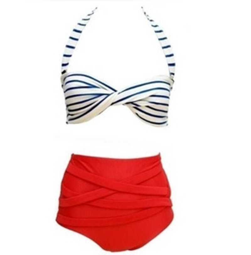 Compra B041 Bikini De Punto Blanco Traje De Baño De Cintura Alta Traje De  Baño Rojo Push Up Traje De Baño Traje De Baño De Cintura Baja Barato |  Entrega Rápida Y