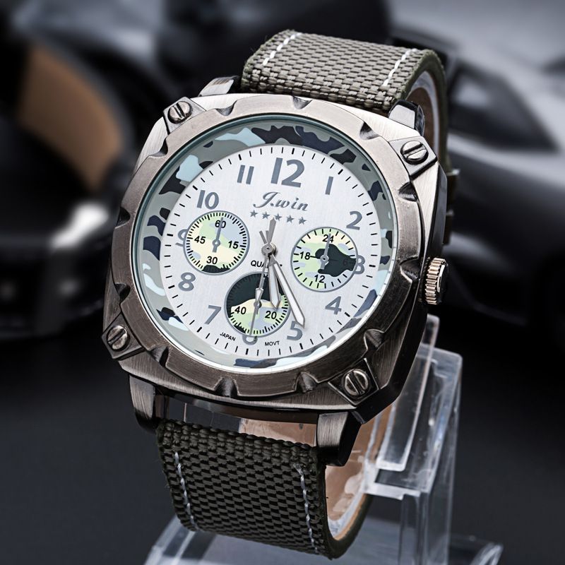 Vintage Military Style Men Quartz Watch Fashion Waterproof Canvas Weave