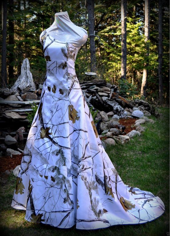 DiscountOne Shoulder Snowfall White Camo Wedding Dress 2017 Bride
