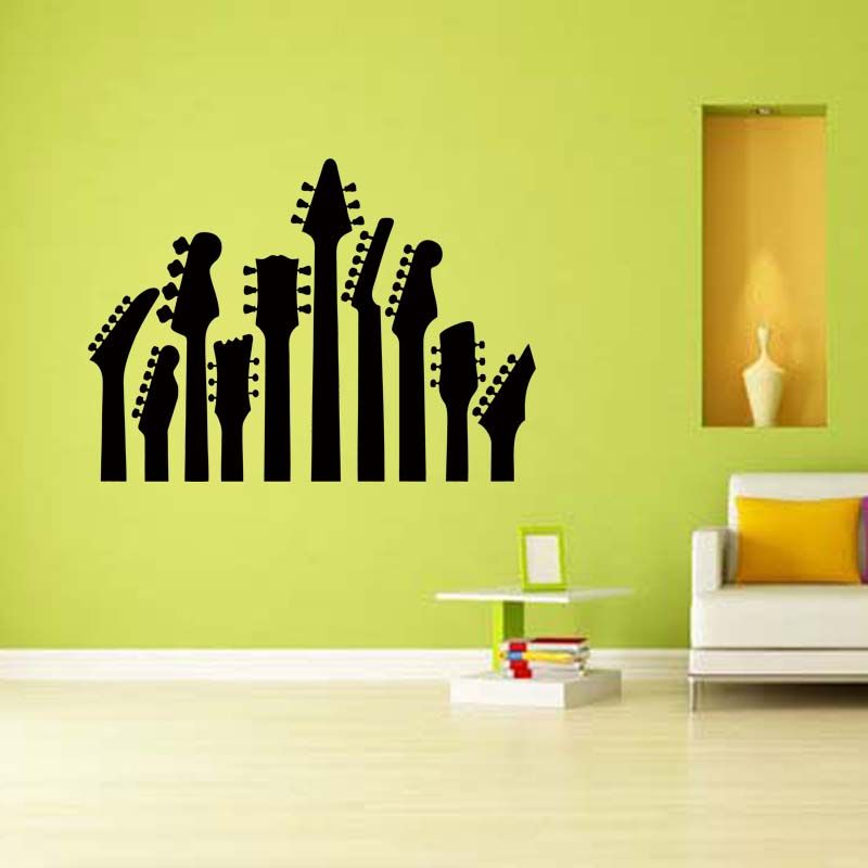Removable Wall Art for row of guitar necks removable wall art sticker music vinyl Removable Wall Art for row of guitar necks removable wall art sticker music vinyl
