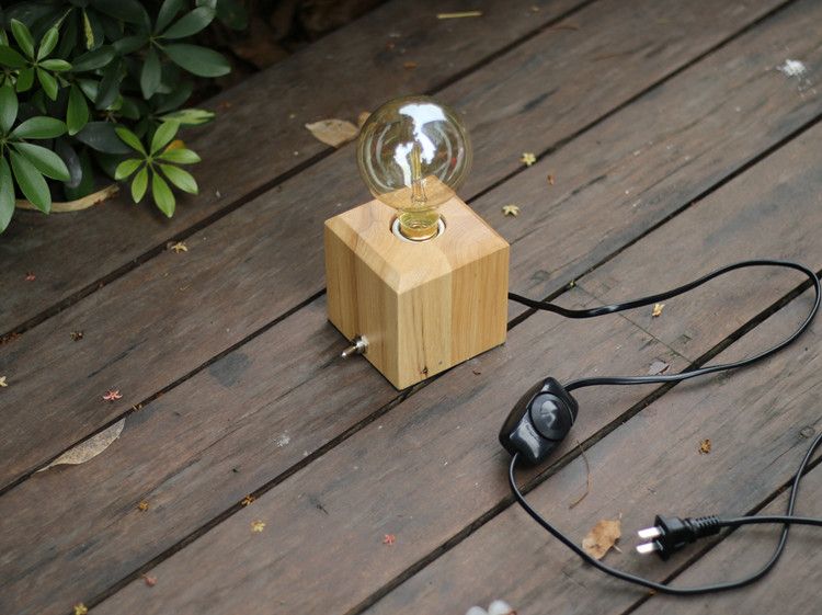 Modern Minimalist Wood Table Lamp Bedside Desk Vintage Lamps Square Wooden Base For Living Room Bedroom Home Decor