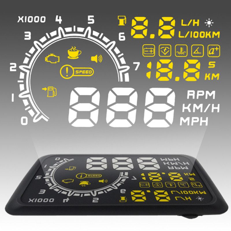 5.5 Inch Auto OBDII OBD2 Port Car Hud Head Up Display KM//h MPH Overspeed Warning Windshield Projector Alarm System