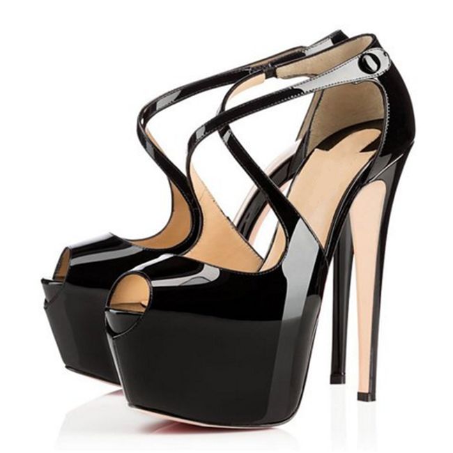 Compre Extremamente Sexy Sapatos De Salto Alto Mulheres Sapatos Pretos 15 Cm  Moda Peep Toe Sapatos De Plataforma Mulheres Primavera Catwalk Vestido  Sapatos Tamanho Grande 44 Barato | Entrega Rápida E Qualidade | Pt.Dhgate
