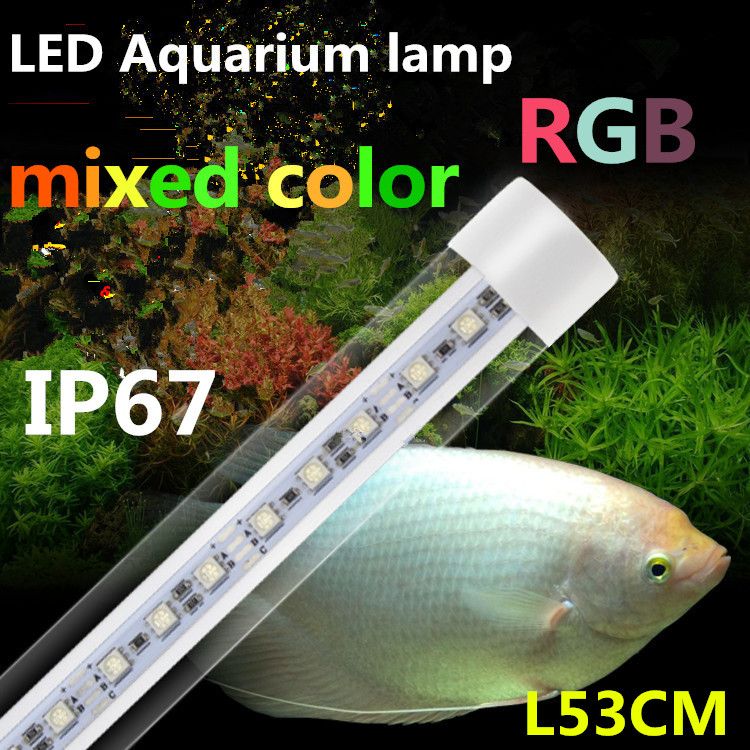 Led T8 Tube Aquarium Lamp,Waterproof Ip67,With 2.4g Remote Control,L53cm With White,Mixed And