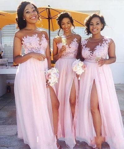 light pink maid of honor dresses