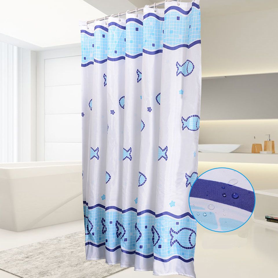 Riho Shower Curtain Waterproof Mildew Resistant Fabric Riho Shower Curtain Waterproof Mildew Resistant Fabric Fish Hookless Rod With