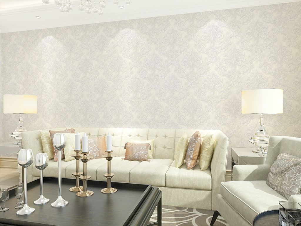 Grey Color Europe Damask Wallpaper Roll 3d Washable Wallpaper Wall