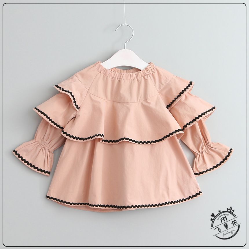 2017 Baby Girls Cotton Ruffle Shirts Kids Girls Princess Jumper Blouse