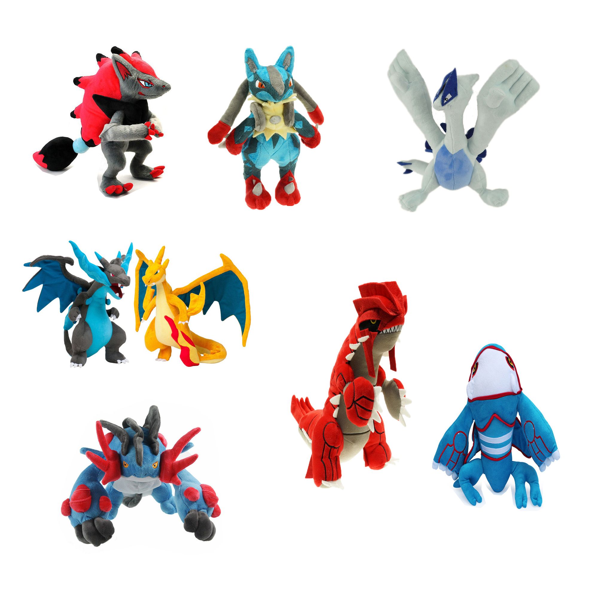 2018 Mega Xy Lucario Charizard Lugia Kyogre Groudon Zoroark Swampert Pocket Monsters Plush Doll Stuffed Toy Size 23 35cm From Dream198 $93 05