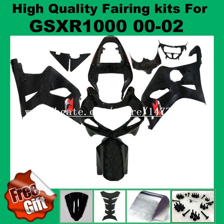 9Gifts Injection fairing kit for GSXR1000 2000 2001 2002 SUZUKI GSX-R1000 00 01 02 Fairings GSXR 1000 00-02 pre_drilled black #733-8A