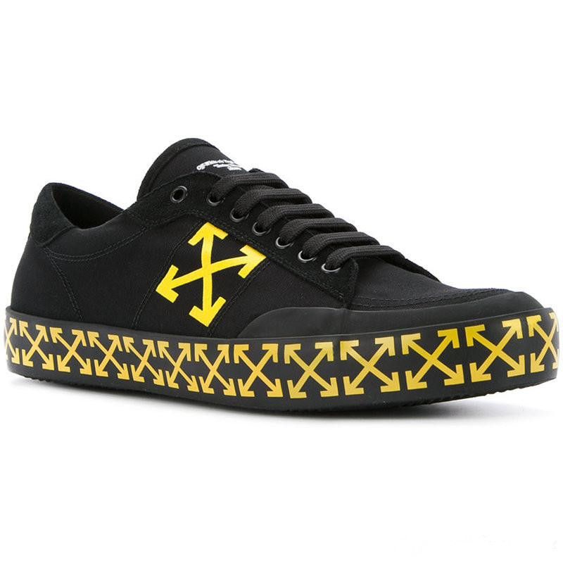 off white black and yellow shoes