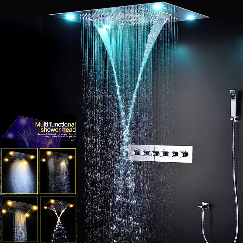 2018 20187 Ceiling Rian Shower 600 800mm Large Overhead Showerhead 2018 20187 Ceiling Rian Shower 600 800mm Large Overhead Showerhead Set Led Waterfall Mist Luxury High Flow Bath Kits Wiith Handheld From Jmhm