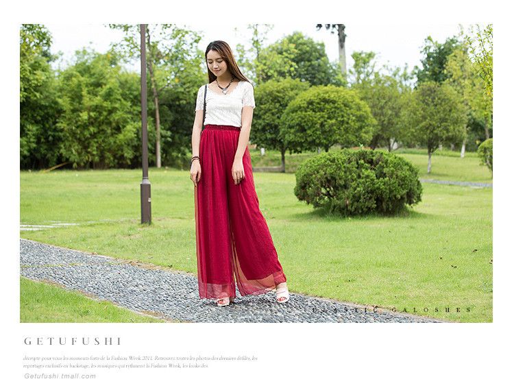 Acquistare Pantaloni Larghi In Chiffon Di Seta Color Oro Estivo E Estivo  Pantaloni Da Spiaggia Casual Larghi Pantaloni Gonna Gonna Ampia Economico |  Consegna Veloce E Qualità | It.Dhgate
