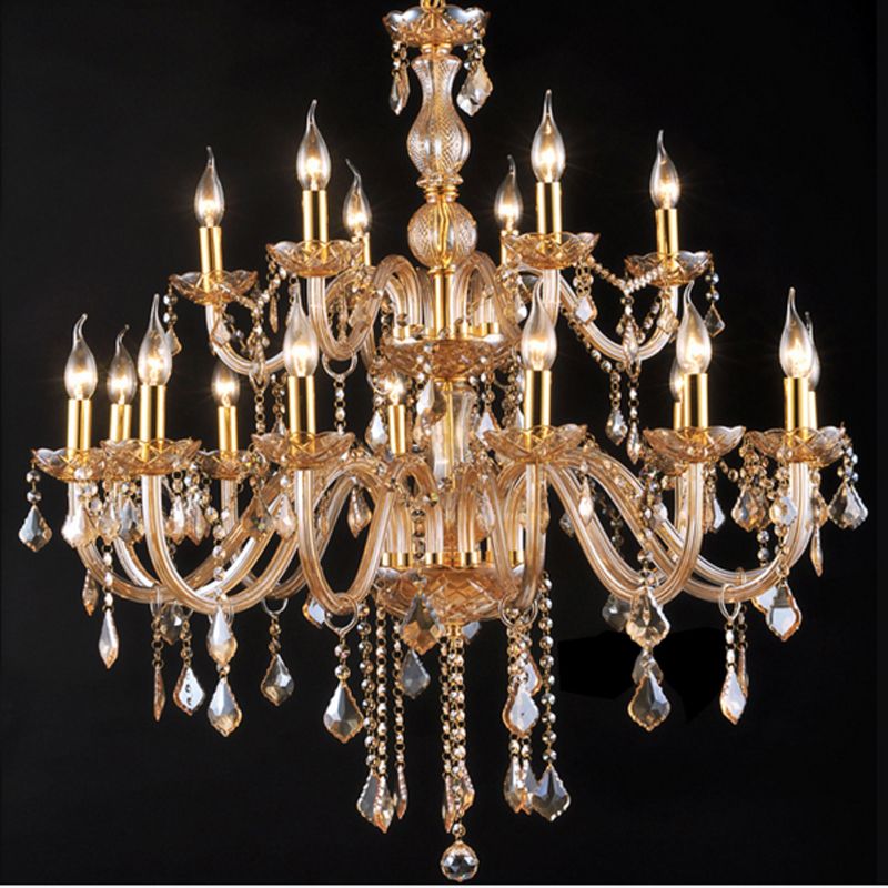 Gold Dining Room Banquet Hall Crystal Chandelier Lights Gold Dining Room Banquet Hall Crystal Chandelier Lights Living Traditional Elegant Glass Candle Big