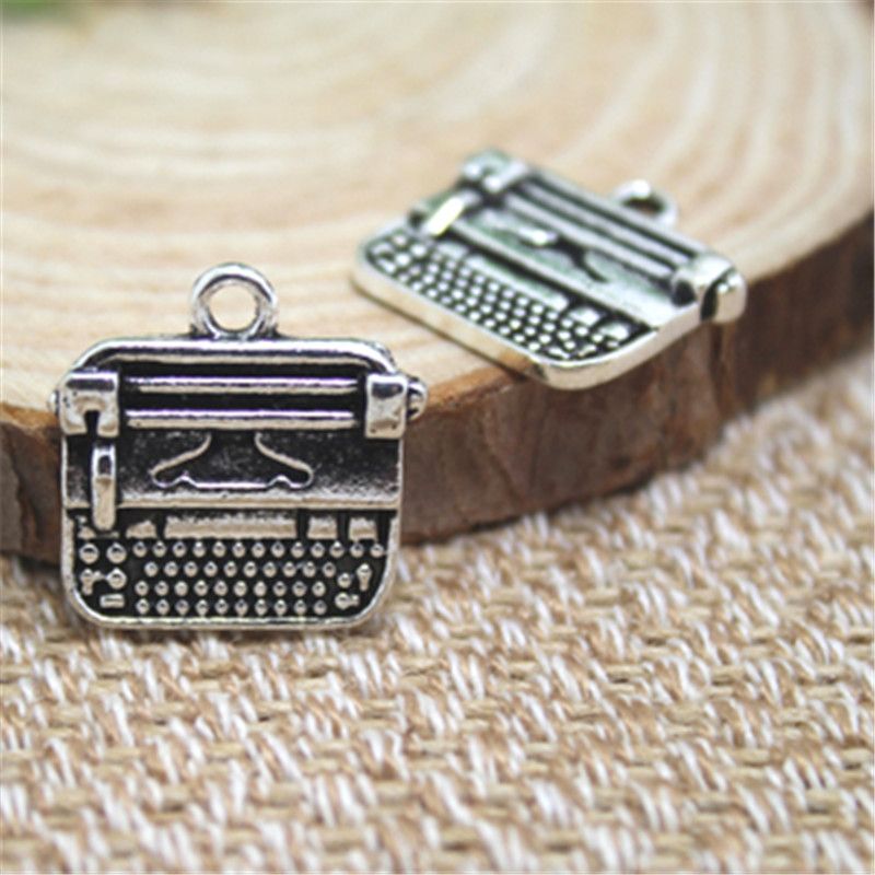 2019 Typewriter Charms Typewriter Pendants Antiqued Silver Tone 13 X 12