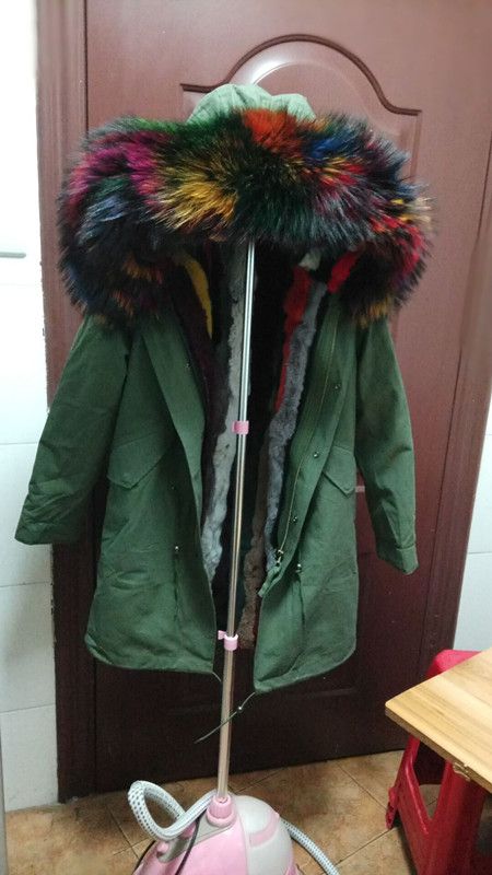 rainbow fur parka