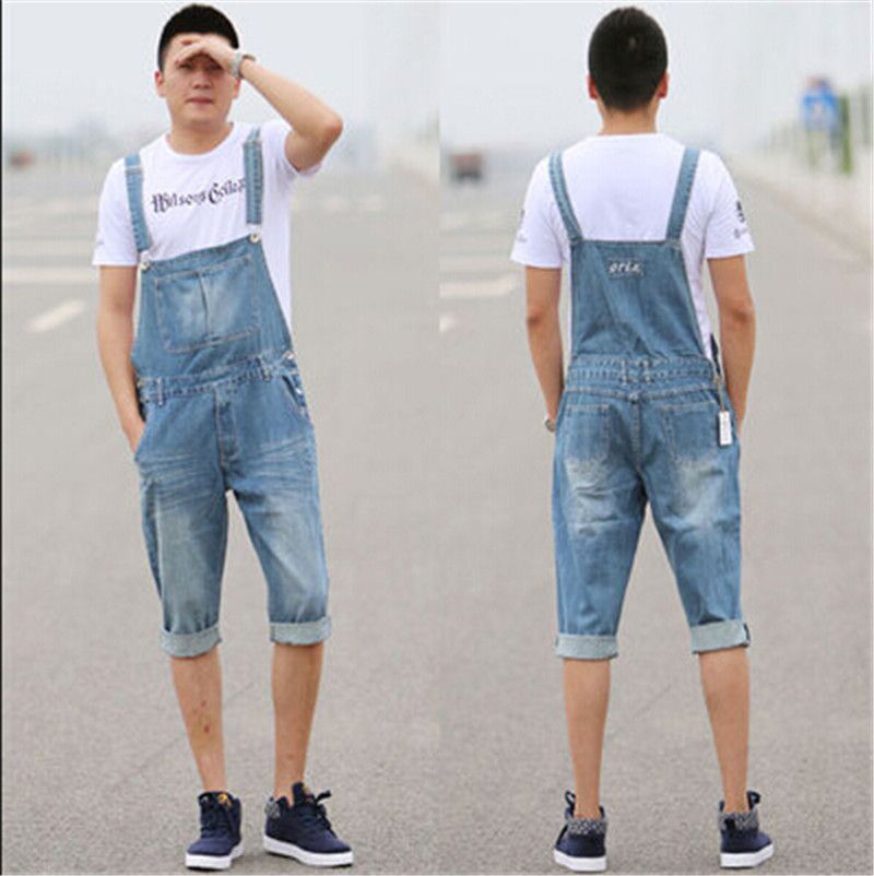 2018 wholesale 2016 new summer mens overalls fashion blue baggy plus men plus size clothing