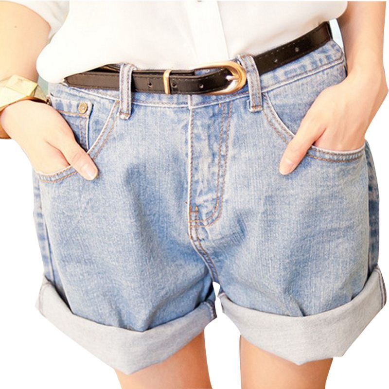 Girls' Ripped High Waisted Jean Shorts - Roll-Up Hem Skinny Denim Jorts For Teens & Tweens