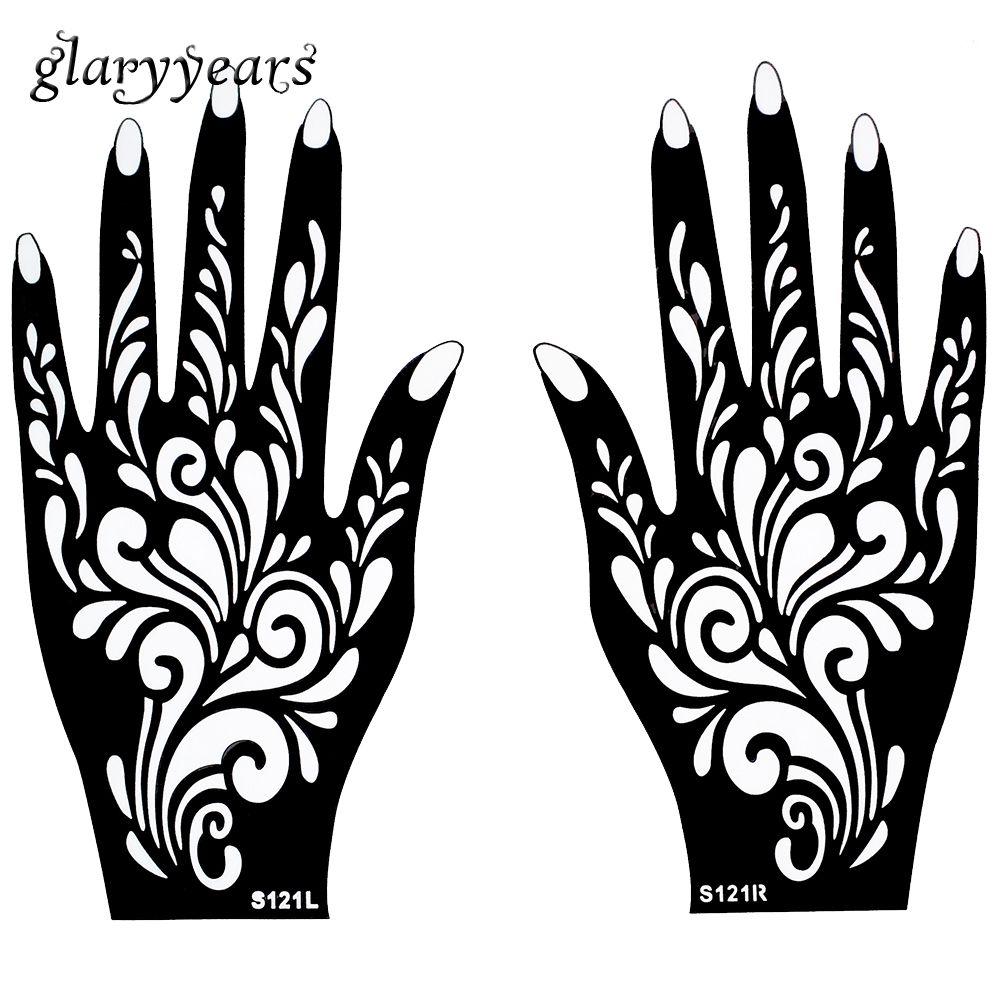 Wholesale Hands Mehndi Henna Tattoo Stencil Flower Pattern Design For Women Body Hand Art Painting Disposable 20cm * 11cm S121 Airbrushing Kits Badger ...