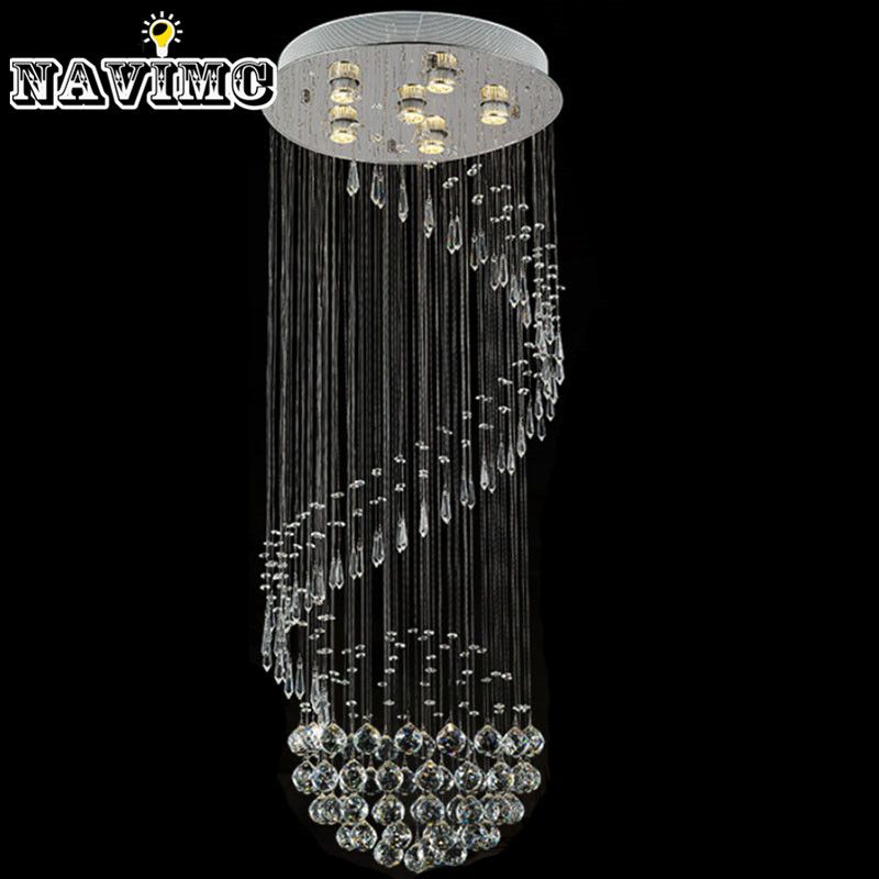Modern Spiral Led Crystal Ceiling Lights Large Staircase Indoor Modern Spiral Led Crystal Ceiling Lights Large Staircase Indoor Res Flush Mount Long Stair Lamps Hotel Lighting Fixtures Copper Pendant Light Kitchen