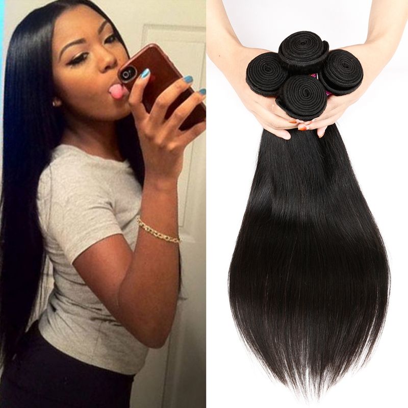 Brazilian Human Hair Straight 4 Bundles Silky Straight Virgin Hair