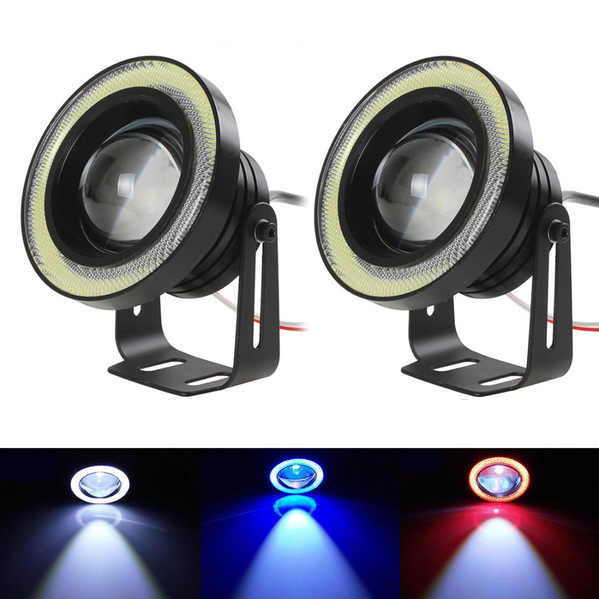 Image result for New 2PCS 30W 12V COB LED Car Fog Light Lamp 2.5/3/3.5 Inch 1200LM Auto Car Angel Eyes Light