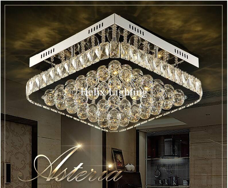 Newly Modern Crystal Led Ceiling Light Fixture Square Crystal Ceiling Lamp For Hallway Corridor Ready Stock Designer Chandeliers Chandeliers Online