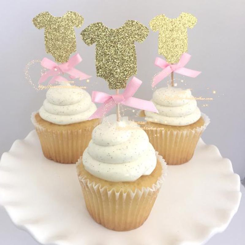 2019 Wholesale Gold Baby Clothes Cupcake Topper Picks For Kids
